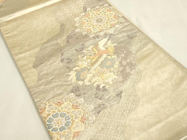 平和屋着物◎六通柄袋帯 鳳凰 正倉院花文 金糸 正絹 逸品 DABF8493we