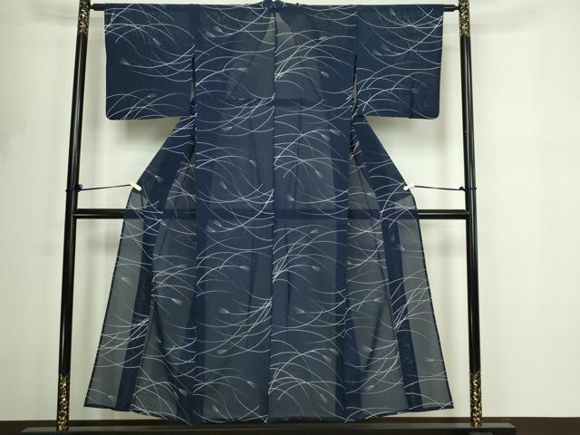 平和屋着物*夏物 小紋 枝葉文 絽 正絹 逸品 DABF8638sf