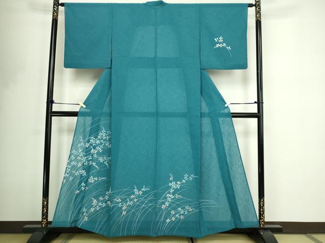 平和屋着物*夏物 訪問着 枝葉文 紗 交織 DABF8641sf