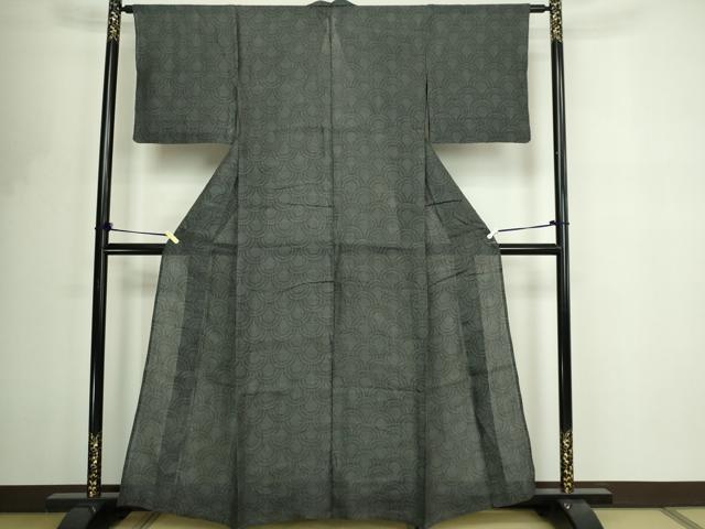 平和屋着物*夏物 石川県指定無形文化財 能登上布 本麻手織上布 青海波 逸品 DABF8642sf