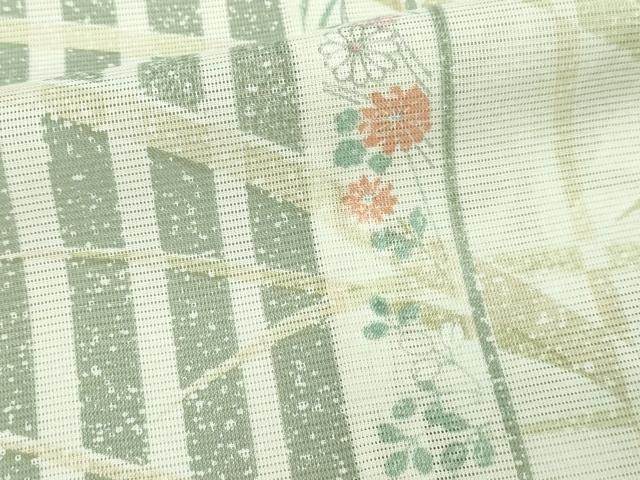 平和屋着物*夏物 小紋 草花文 絽 洗える着物 DABF8646sf