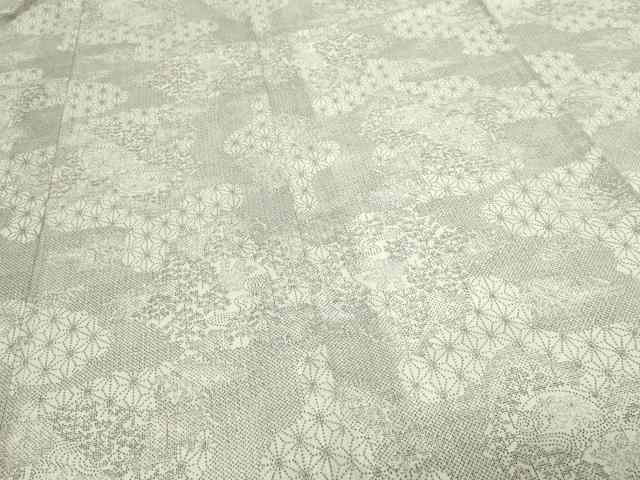 平和屋着物*夏物 小紋 麻の葉文 紗 洗える着物 DABF8648sf