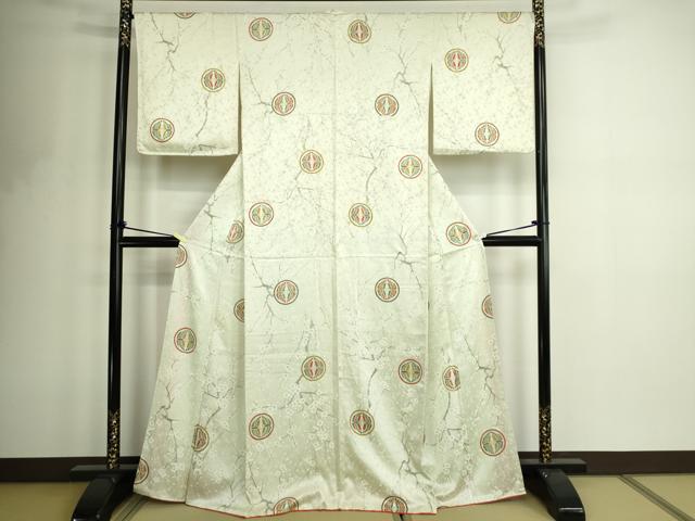 平和屋着物■上質な小紋 枝梅花蝶丸文 正絹 逸品 DABF8704sf
