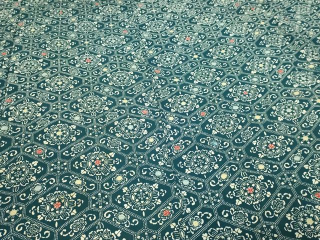 平和屋着物■上質な小紋 型染め 藍 花菱文 正絹 逸品 DABF8708sf