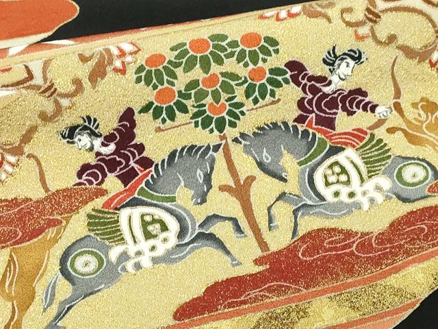 平和屋着物■豪華黒留袖 作家物 狩猟花文 金彩 正絹 逸品 未使用 DABF8709sf