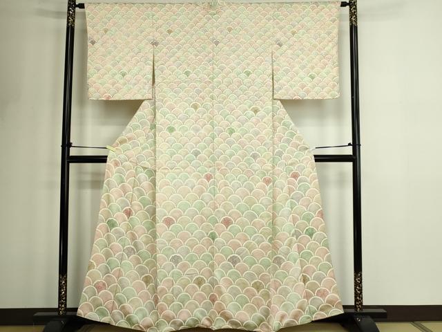 平和屋着物■上質な小紋 青海波花文 正絹 逸品 DABF8716sf