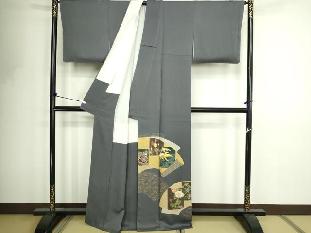 平和屋着物■豪華色留袖 駒刺繍 地紙花鳥文 金彩 正絹 逸品 DABF8730sf