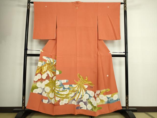 平和屋着物■豪華色留袖 作家物 駒刺繍 孔雀花文 正絹 逸品 DABF8731sf