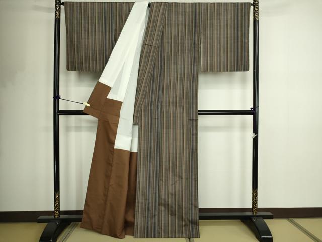 平和屋着物■上質な紬 縞 正絹 逸品 DABF8734sf