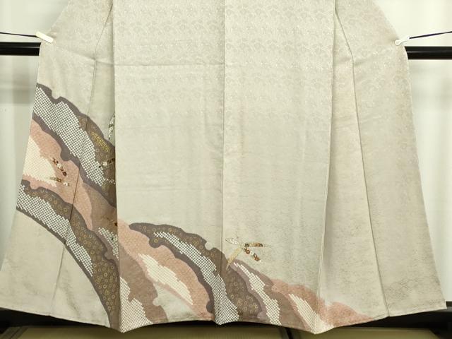 平和屋着物■訪問着 駒刺繍 絞り 草花文 金彩 正絹 逸品 DABF8738sf