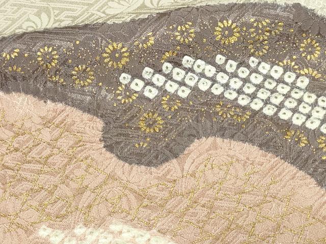 平和屋着物■訪問着 駒刺繍 絞り 草花文 金彩 正絹 逸品 DABF8738sf