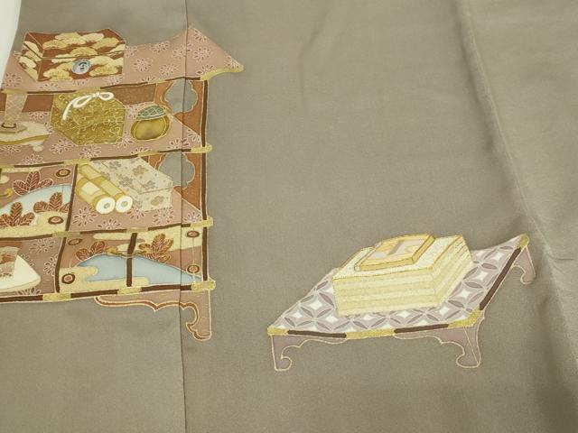 平和屋着物■豪華色留袖 作家物 駒刺繍 器物文 正絹 逸品 DABF8739sf