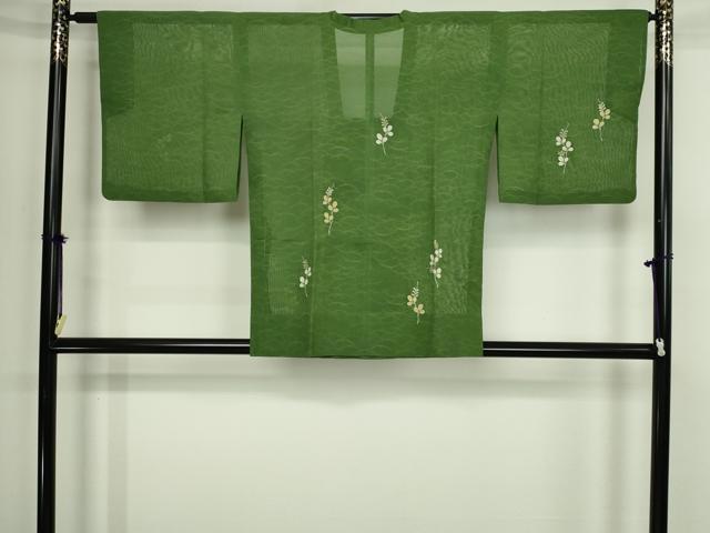 平和屋着物▽道行コート スリーシーズン 春夏秋 塵除け 枝葉文 正絹 逸品 DABF8751sf