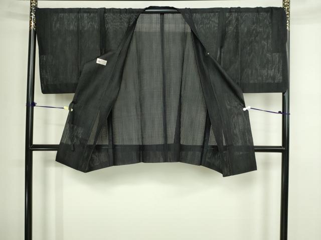 平和屋着物▽道行コート スリーシーズン 春夏秋 塵除け 間道 黒地 やまと誂製 正絹 逸品 DABF8756sf
