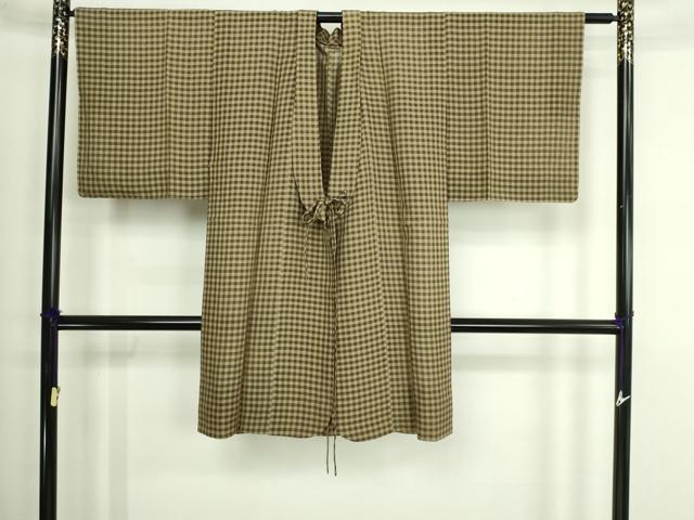 平和屋着物▽道中着 スリーシーズン 春夏秋 塵除け 格子 正絹 逸品 DABF8773sf