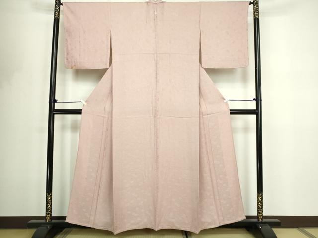平和屋着物▽上質な色無地 単衣 花唐草地紋 灰桜色 正絹 逸品 DABF8776sf