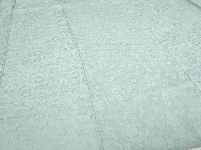 平和屋着物▽上質な色無地 単衣 更紗花唐草地紋 藍白色 正絹 逸品 DABF8779sf