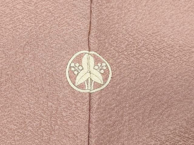 平和屋着物▽上質な色無地 単衣 霞地紋 梅染色 正絹 逸品 DABF8783sf