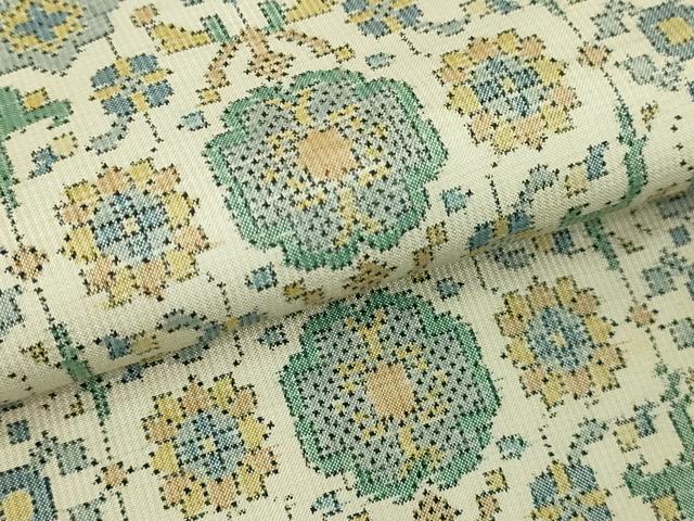 平和屋着物▽本場大島紬 白大島 単衣 7マルキ 花唐草文 正絹 逸品 DABF8791sf