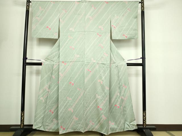 平和屋着物▽上質な小紋 単衣 絞り 舞蝶文 正絹 逸品 DABF8796sf