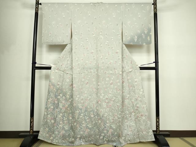 平和屋着物▽訪問着 単衣 草花文 暈し染め 正絹 逸品 DABF8804sf