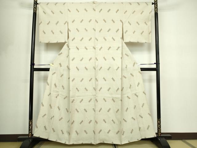 平和屋着物▽上質な紬 単衣 十字絣 正絹 逸品 DABF8810sf