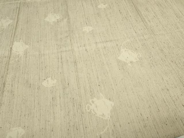 平和屋着物▽本塩沢 単衣 魚 正絹 逸品 DABF8813sf