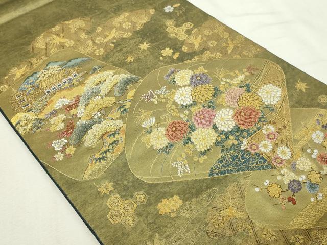 平和屋本店●西陣 長嶋成織物 ながしま帯 六通柄袋帯 文箱の華 本金箔 瀞金錦 正絹 逸品 DABF8830sf