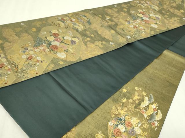 平和屋本店●西陣 長嶋成織物 ながしま帯 六通柄袋帯 文箱の華 本金箔 瀞金錦 正絹 逸品 DABF8830sf