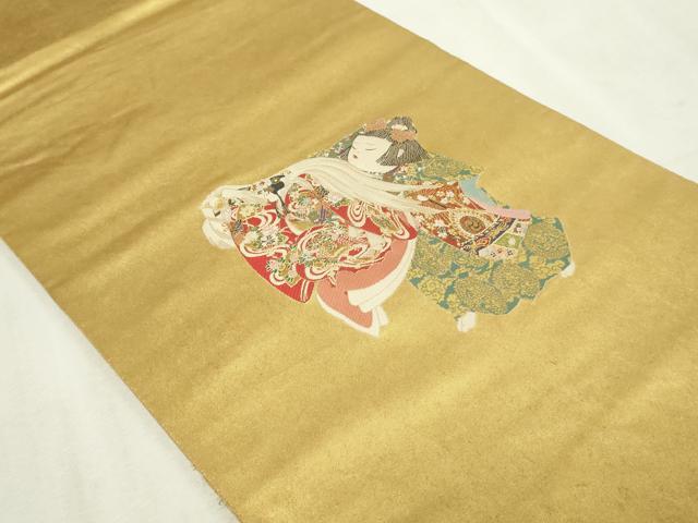 平和屋本店●西陣 長嶋成織物 ながしま帯 加賀友禅の巨匠 初代 由水十久 太鼓柄袋帯 八重垣姫 本金箔 瀞金錦 正絹 逸品 DABF8865sf
