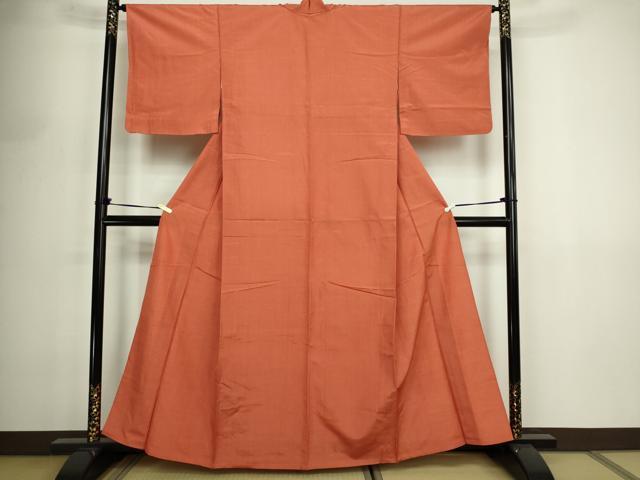 平和屋着物▽上質な紬 単衣 花織 横段文 正絹 逸品 DABF8909sf