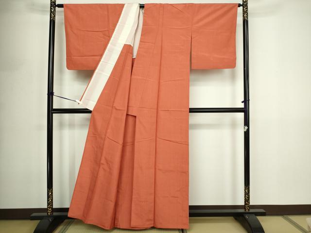 平和屋着物▽上質な紬 単衣 花織 横段文 正絹 逸品 DABF8909sf