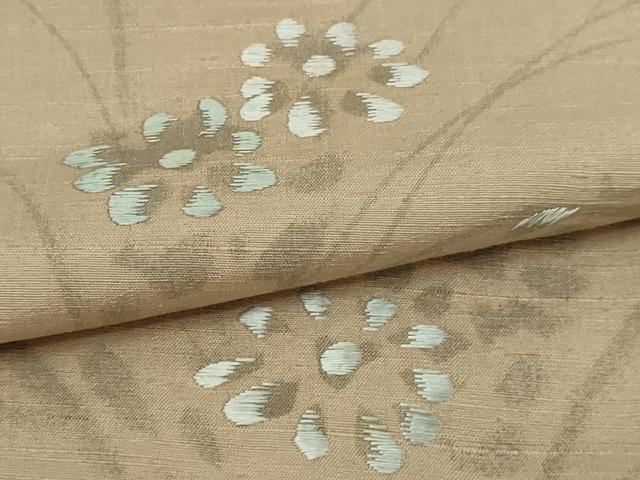 平和屋着物▽訪問着 単衣 紬地 刺繍 草花文 正絹 逸品 DABF8915sf