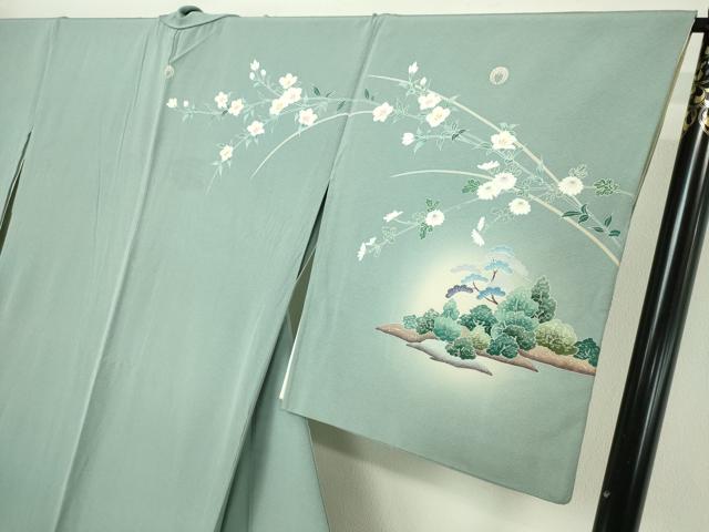 平和屋着物▽訪問着 単衣 友禅 作家物 風景草花文 暈し染め 正絹 逸品 DABF8916sf