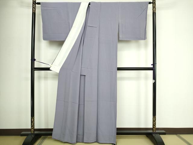 平和屋着物▽上質な色無地 単衣 桔梗鼠色 正絹 逸品 DABF8918sf