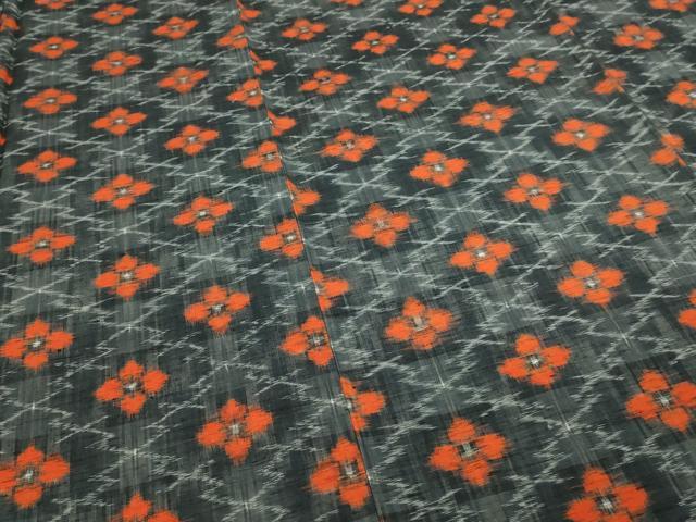 平和屋着物▽上質な紬 単衣 花菱文 正絹 逸品 DABF8924sf