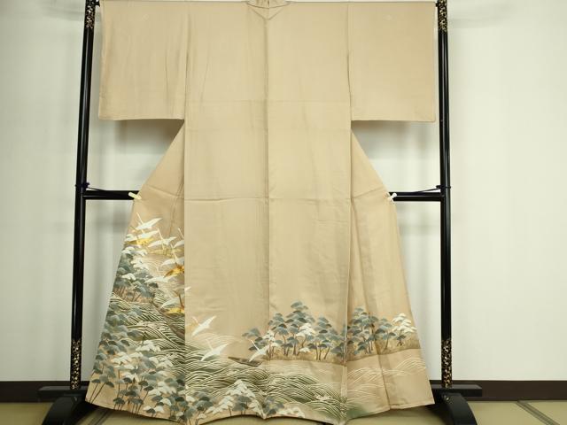 平和屋着物▽豪華色留袖 単衣 飛鶴樹林文 金彩 正絹 逸品 DABF8931sf