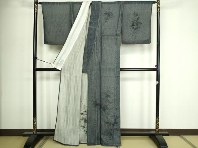 平和屋着物▽訪問着 単衣 無双 手描き 草花文 紗袷 紗×紗 正絹 逸品 DABF8933sf