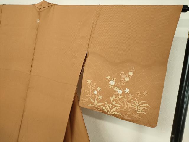 平和屋着物▽訪問着 単衣 草花文 正絹 逸品 DABF8936sf