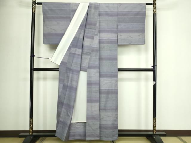 平和屋着物▽本場大島紬 単衣 横段文 正絹 逸品 DABF8938sf