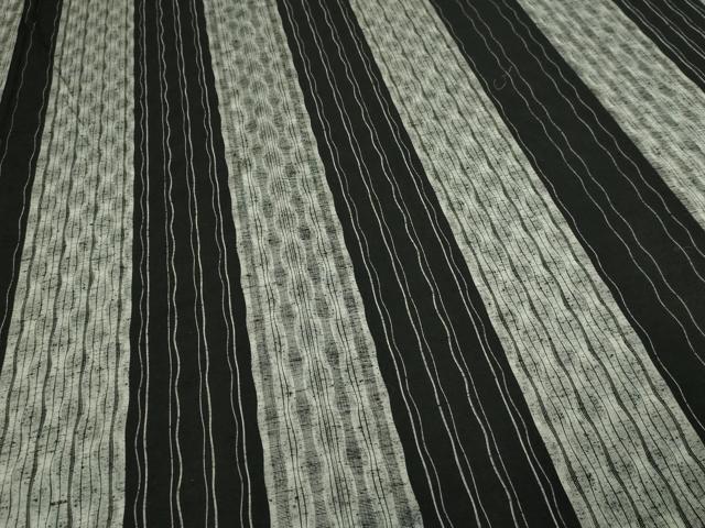 平和屋着物▽上質な紬 単衣 縞 黒地 正絹 逸品 DABF8940sf