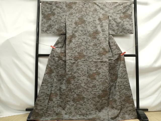 平和屋着物■上質な紬 流水地紙花文 正絹 逸品 DABF9012qa