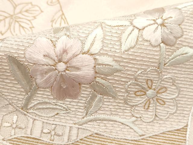 平和屋着物■訪問着 刺繍 重ね色紙更紗花文 金彩 正絹 逸品 DABF9040qa