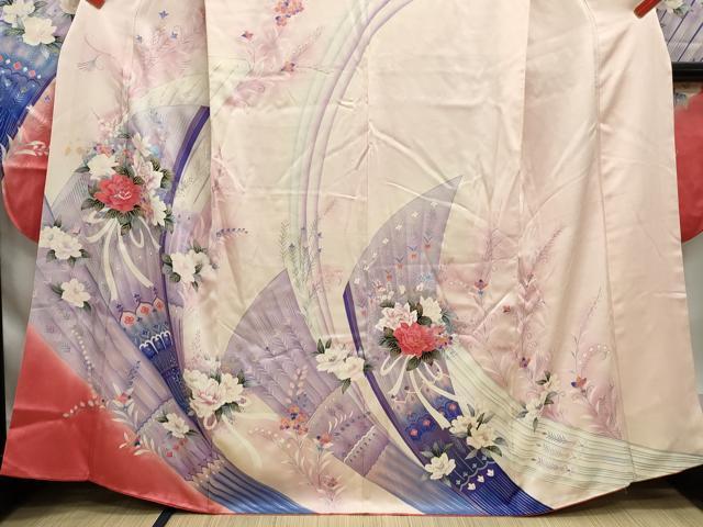 平和屋着物■豪華振袖 刺繍 孔雀羽花文 暈し染め 銀彩 正絹 逸品 DABF9071qa