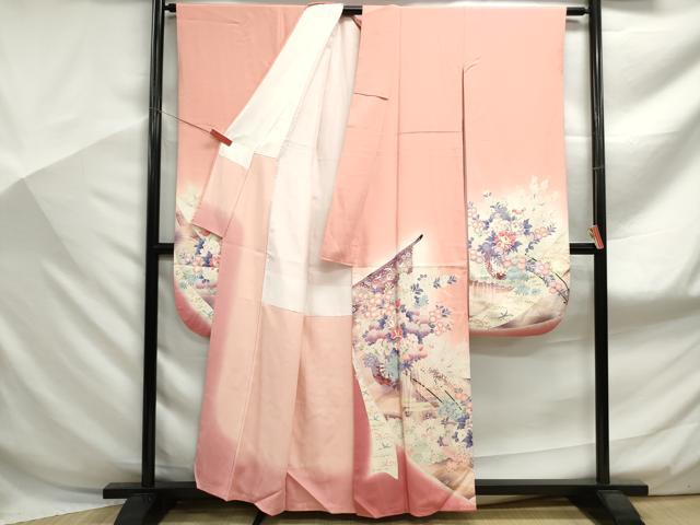 平和屋着物■豪華振袖 几帳花文 暈し染め 金彩 正絹 逸品 DABF9080qa