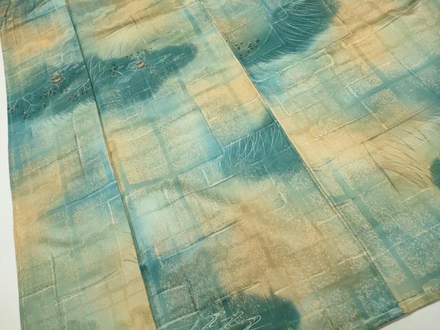 平和屋着物■小紋 手描き 霞風景文 暈し染め 洗える着物 DABF9084qa