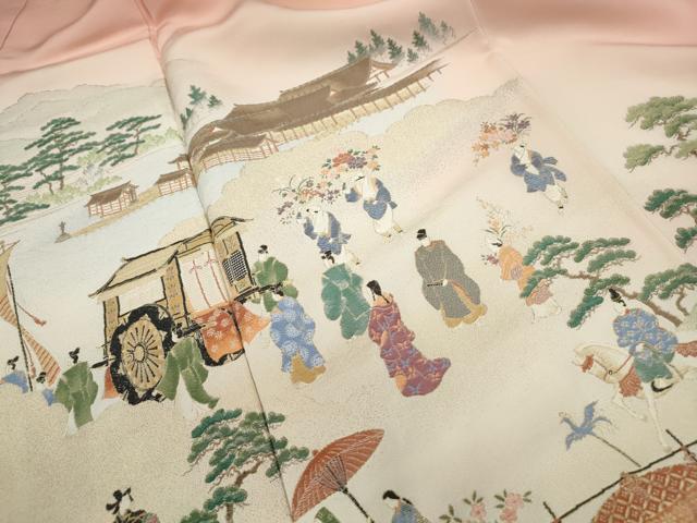 平和屋着物■豪華色留袖 寿光織 人物風景文 暈し染め 金糸 正絹 逸品 DABF9087qa