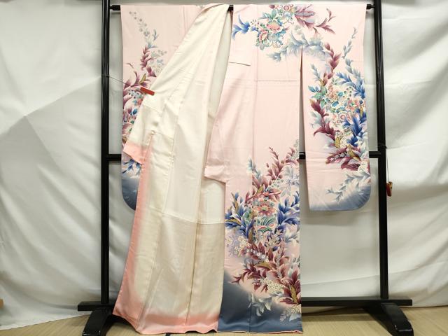 平和屋着物■豪華振袖 草花文 更紗 暈し染め 金彩 正絹 逸品 DABF9106qa