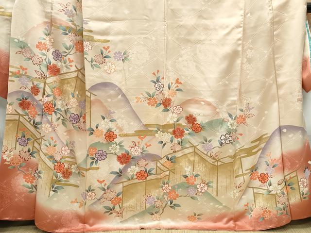 平和屋着物■豪華振袖 重ね山風景花文 上村松園 暈し染め 金彩 正絹 逸品 DABF9109qa