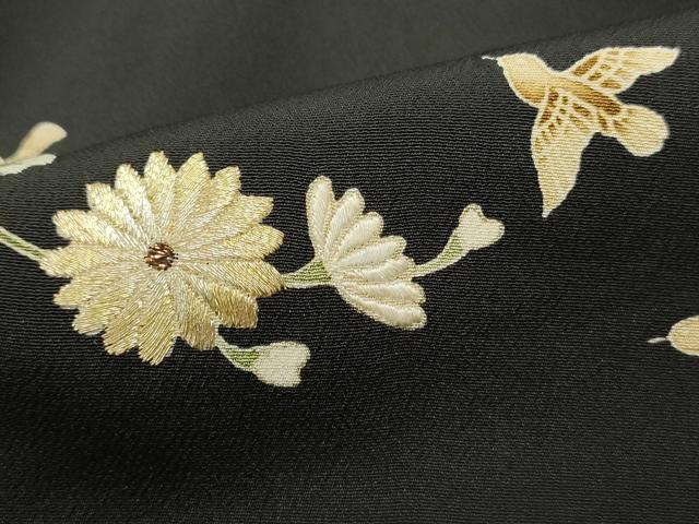 平和屋着物■豪華黒留袖 刺繍 花鳥文 金彩 正絹 逸品 DABF9114qa